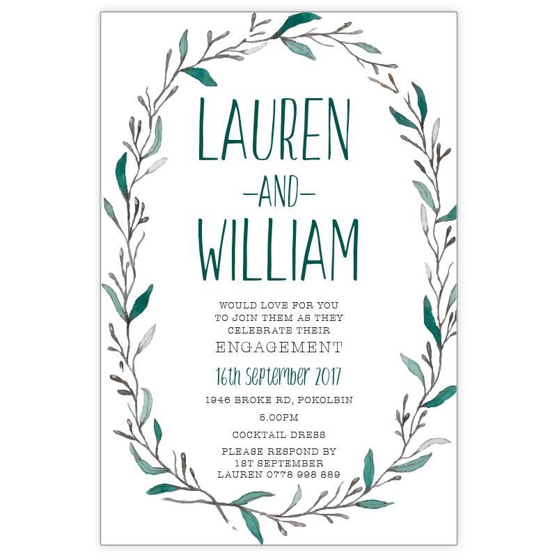 native wreath engagement invitation